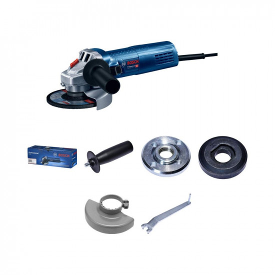 Bosch GWS 900-125 S Heavy Duty Electric Angle Grinder, 900W, M14, 11,000 rpm, Variable Speed, Lockable Switch, Restart Protection, 1.9 kg +4 Bosch Accessories, 1 Year Warranty