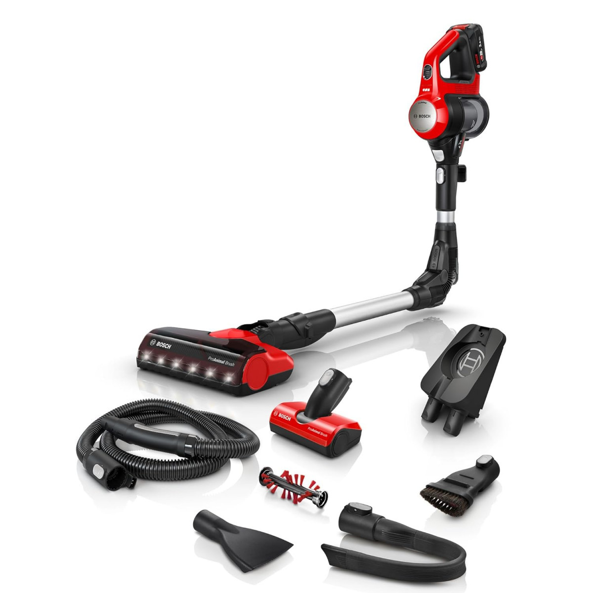 Bosch Unlimited 7 ProAnimal Cordless Vacuum Cleaner with Rechargeable 30 Ah Battery and FlexTube LED Lighting 10 Year Motor Warranty in Tornado Red