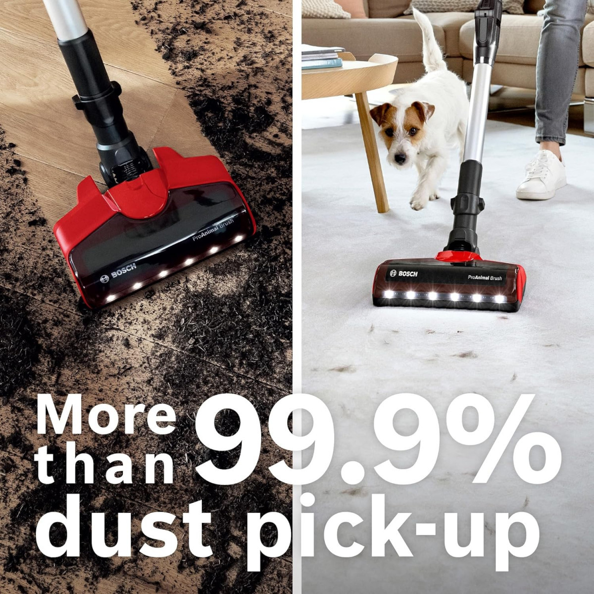 Bosch Unlimited 7 ProAnimal Cordless Vacuum Cleaner with Rechargeable 30 Ah Battery and FlexTube LED Lighting 10 Year Motor Warranty in Tornado Red