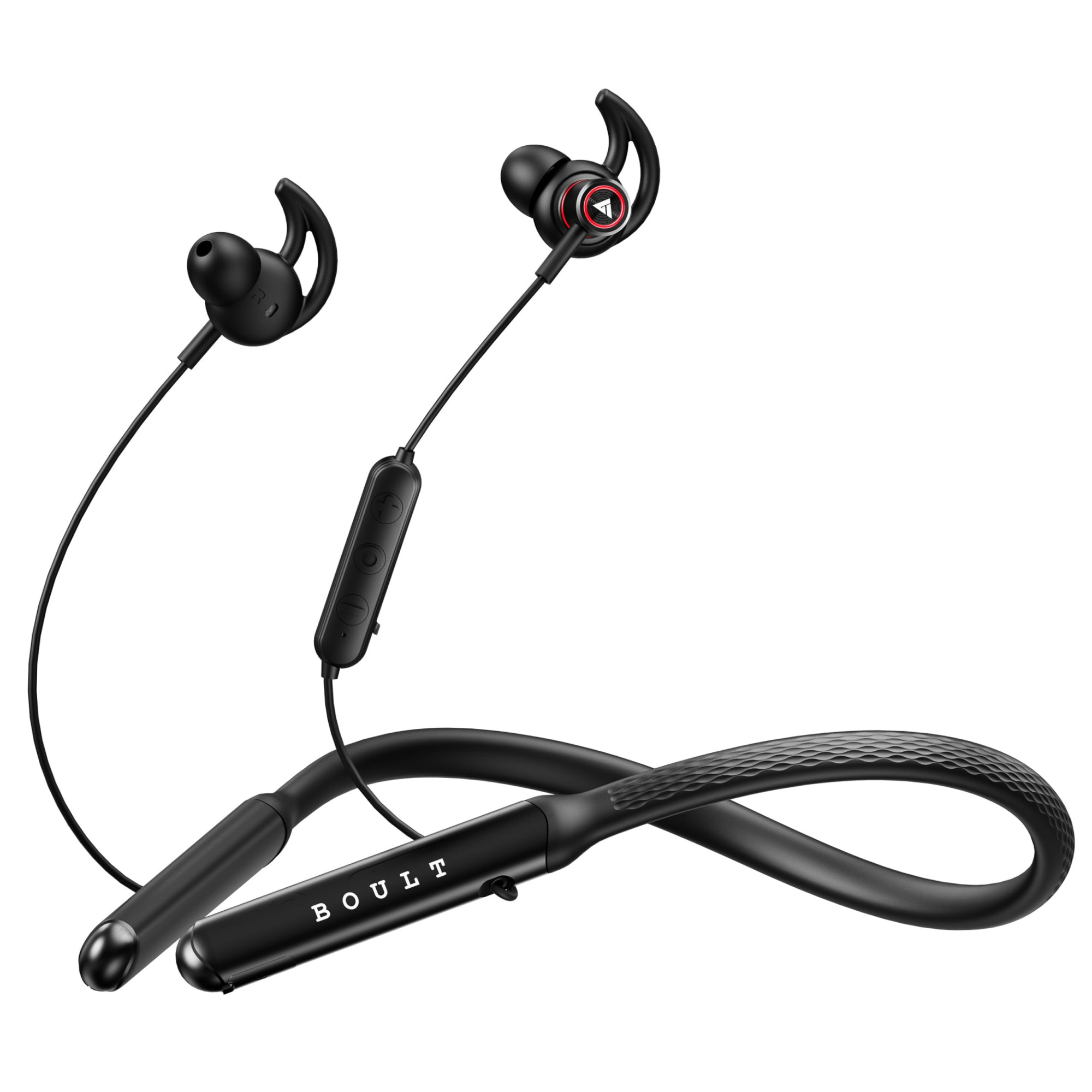 Boult Audio Curve Max Bluetooth Earphones with 100H Playtime Clear Calling ENC Mic Dual Device Connectivity Lowest Latency Gaming 13mm Bass Driver Made in India Neckband Wireless Earphone Black
