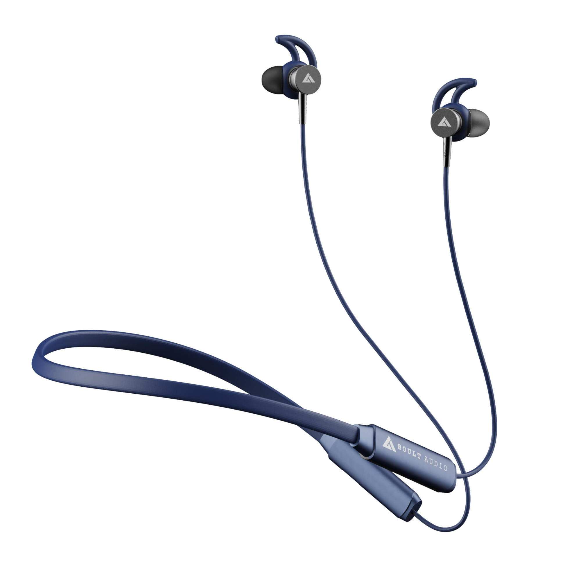 Boult Audio FXCharge Bluetooth Earphones with 40H Playtime Dual Pairing Neckband Zen ENC Mic Type-C Fast Charging 5Mins75Hrs Biggest 142mm Bass Driver IPX5 Premium Silicone Neck Band Blue