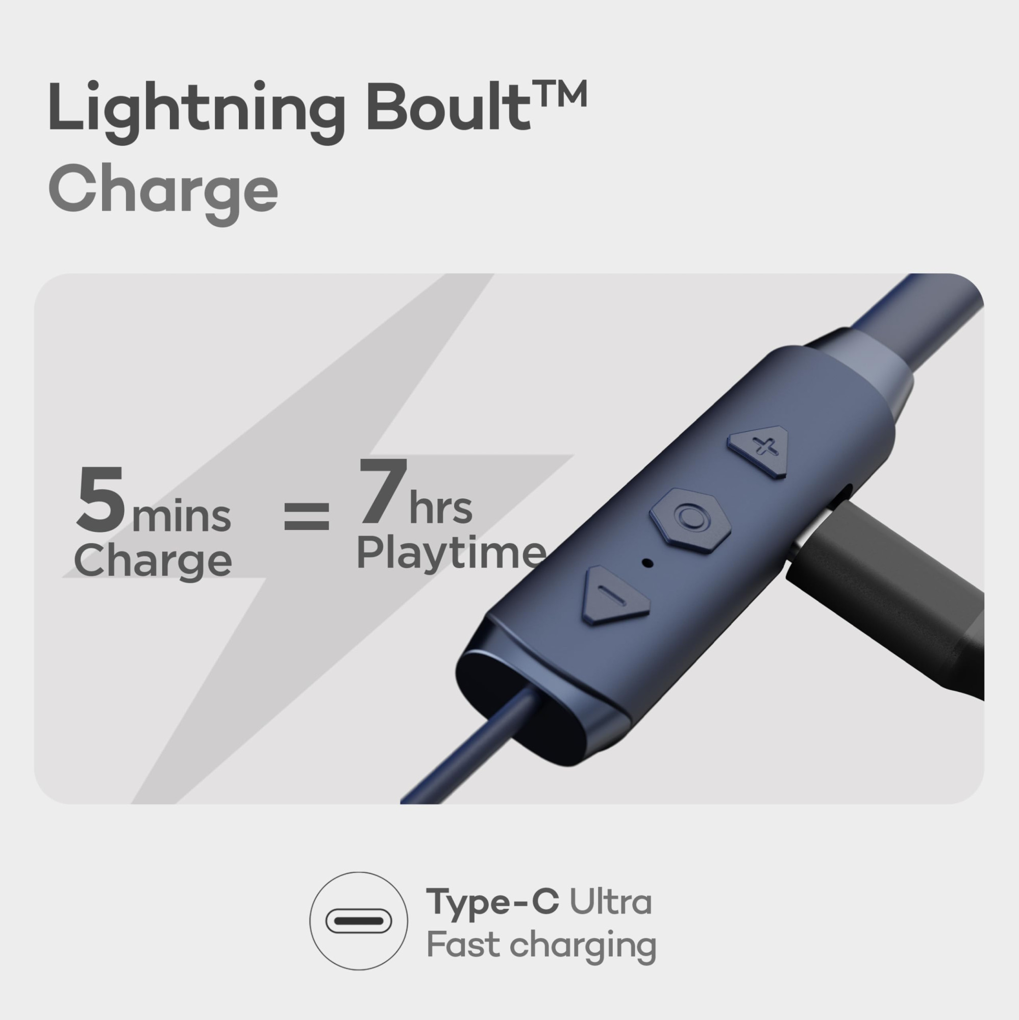 Boult Audio FXCharge Bluetooth Earphones with 40H Playtime Dual Pairing Neckband Zen ENC Mic Type-C Fast Charging 5Mins75Hrs Biggest 142mm Bass Driver IPX5 Premium Silicone Neck Band Blue
