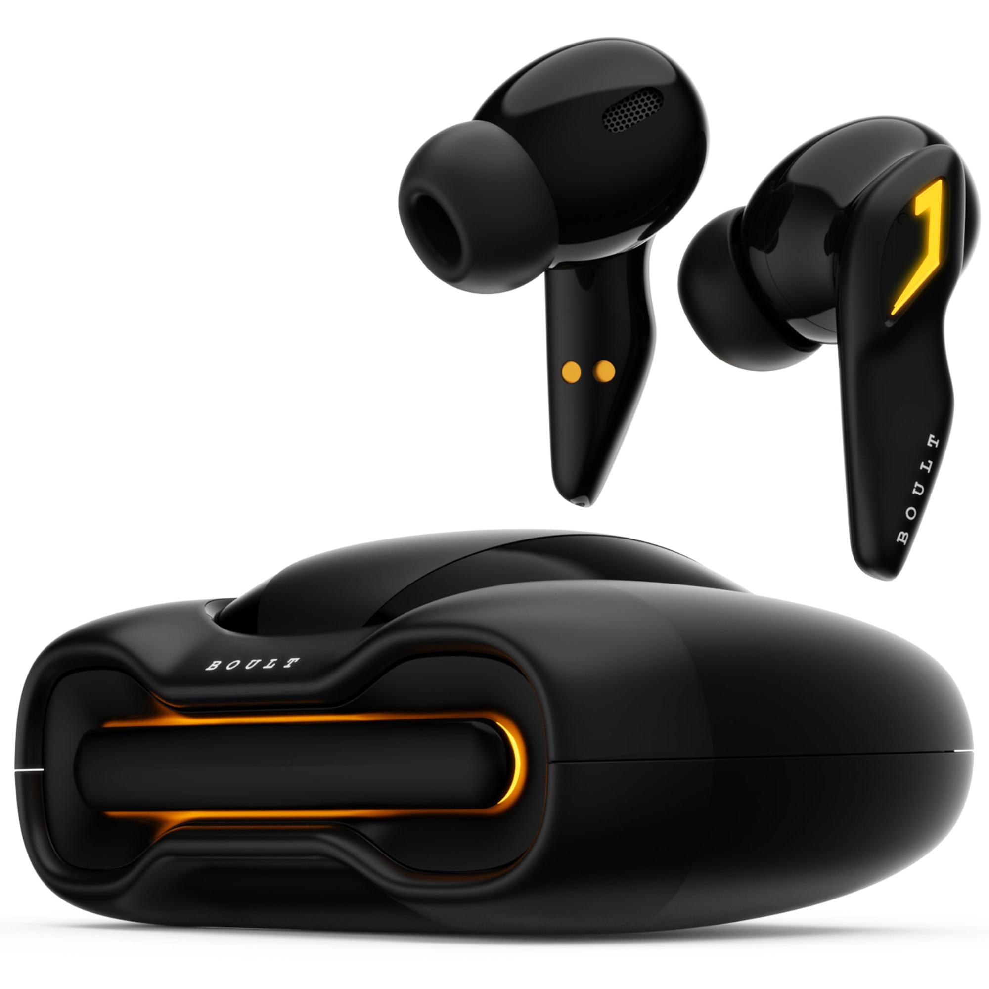 Boult Audio UFO Truly Wireless in Ear Earbuds with 48H Playtime Built-in App Support 45ms Low Latency Gaming 4 Mics ENC Breathing LEDs 13mm Bass Drivers Ear Buds TWS Made in India Black Gloss