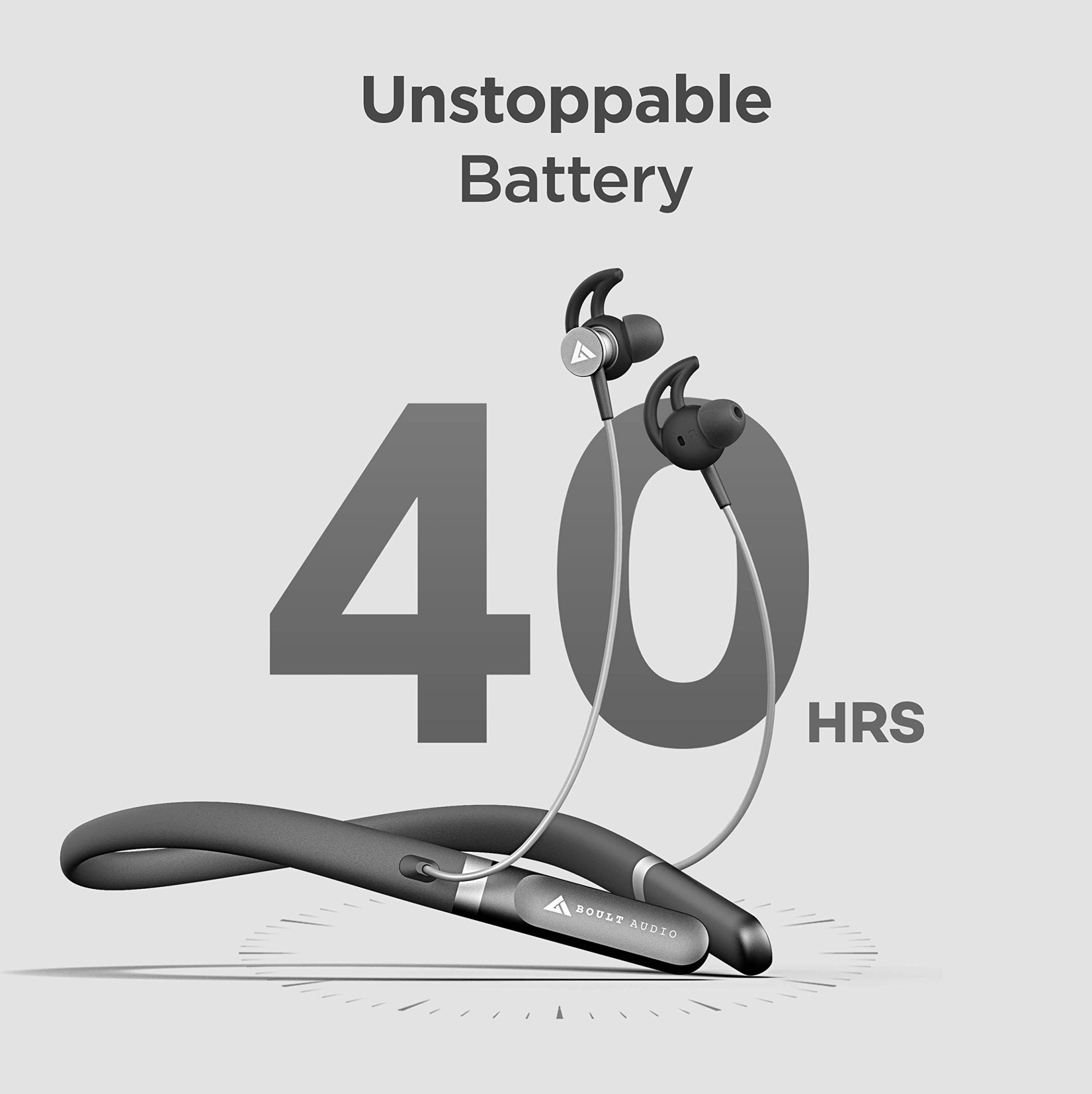 Boult Audio ZCharge Bluetooth Earphones with 40H Playtime Dual Pairing Neckband Zen ENC Mic Type-C Fast Charging 10Mins15Hrs Biggest 142mm Bass Driver IPX5 Premium Silicone Neck Band Black