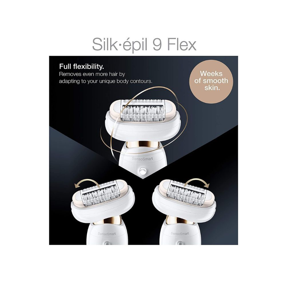Braun Epilator Silk-Ã©pil 9 Flex 9-300 Beauty Set, Facial Hair Removal for Women, Shaver & Trimmer, Cordless, Rechareable, Wet & Dry, FaceSpa