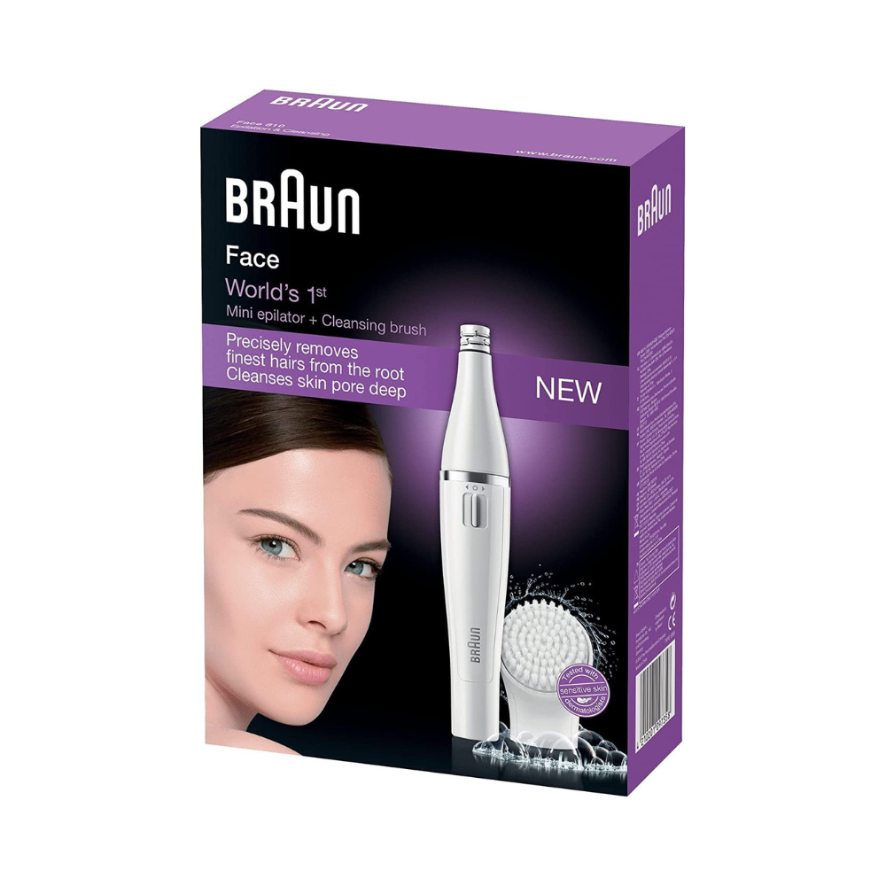 Braun Face 810 â Mini Facial Epilator for Women with Cleansing Brush with Micro-Oscillations, Gentle root hair removal, Cleanses skin pores, White