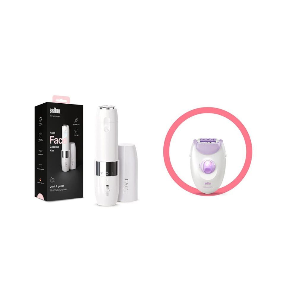 Braun Face Electric Mini Hair Remover FS1000 for Women, White & Braun Silk-Ã©pil 3-170