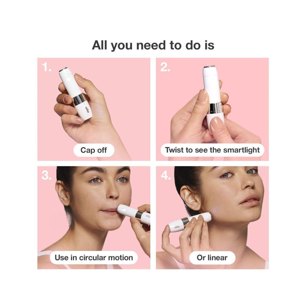 Braun Face Mini Hair Remover FS1000, Electric Facial Hair Removal for Women, Facial Hair Remover, Quick, Gentle & Painless, Finishing