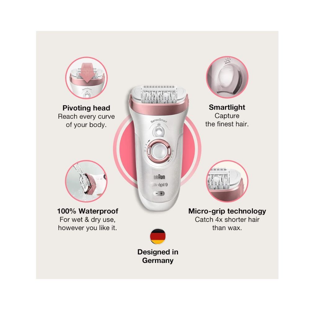 Braun Silk-epil 9-890 Epilator,Long Lasting smooth skin with Extra Gentle Hair Removal