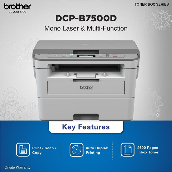 Brother DCP-B7500D Multi-Function Monochrome Laser Printer with Auto Duplex Printing (Toner Box Technology) (Grey)