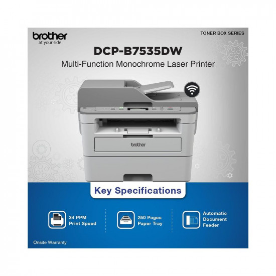 Brother DCP-B7535DW Multi-Function Monochrome Laser Printer with Auto Duplex Printing & Wi-Fi (Toner Box Technology)