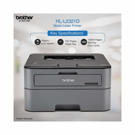 Brother HL L2321D Single Function Monochrome Laser Printer with Auto Duplex Printing