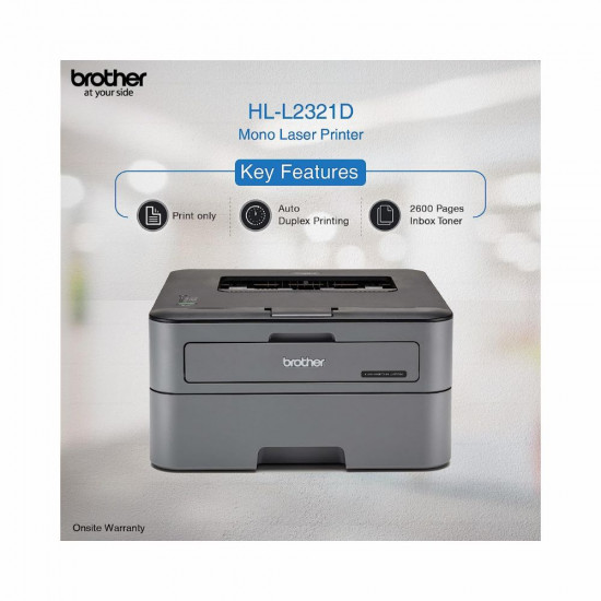 Brother HL L2321D Single Function Monochrome Laser Printer with Auto Duplex Printing