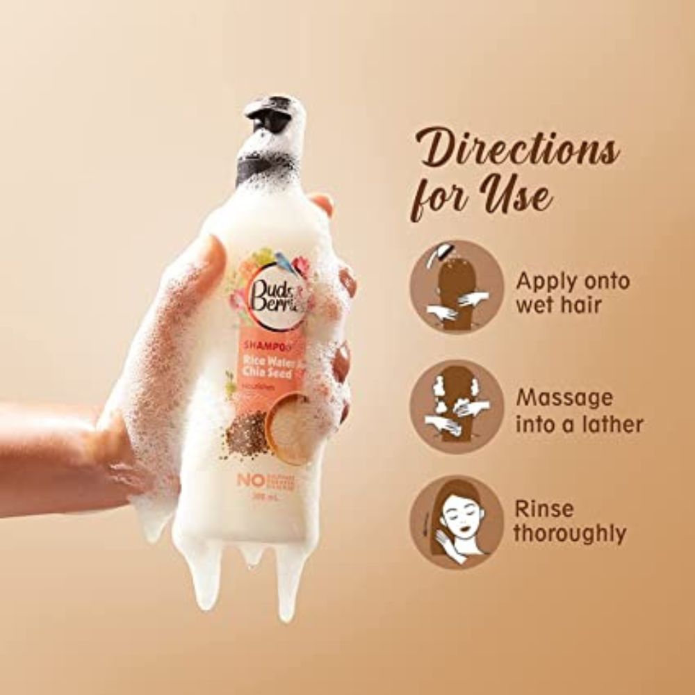 Buds & Berries Nourishment Shampoo with Rice Water and Chia Seeds  (300 ml)