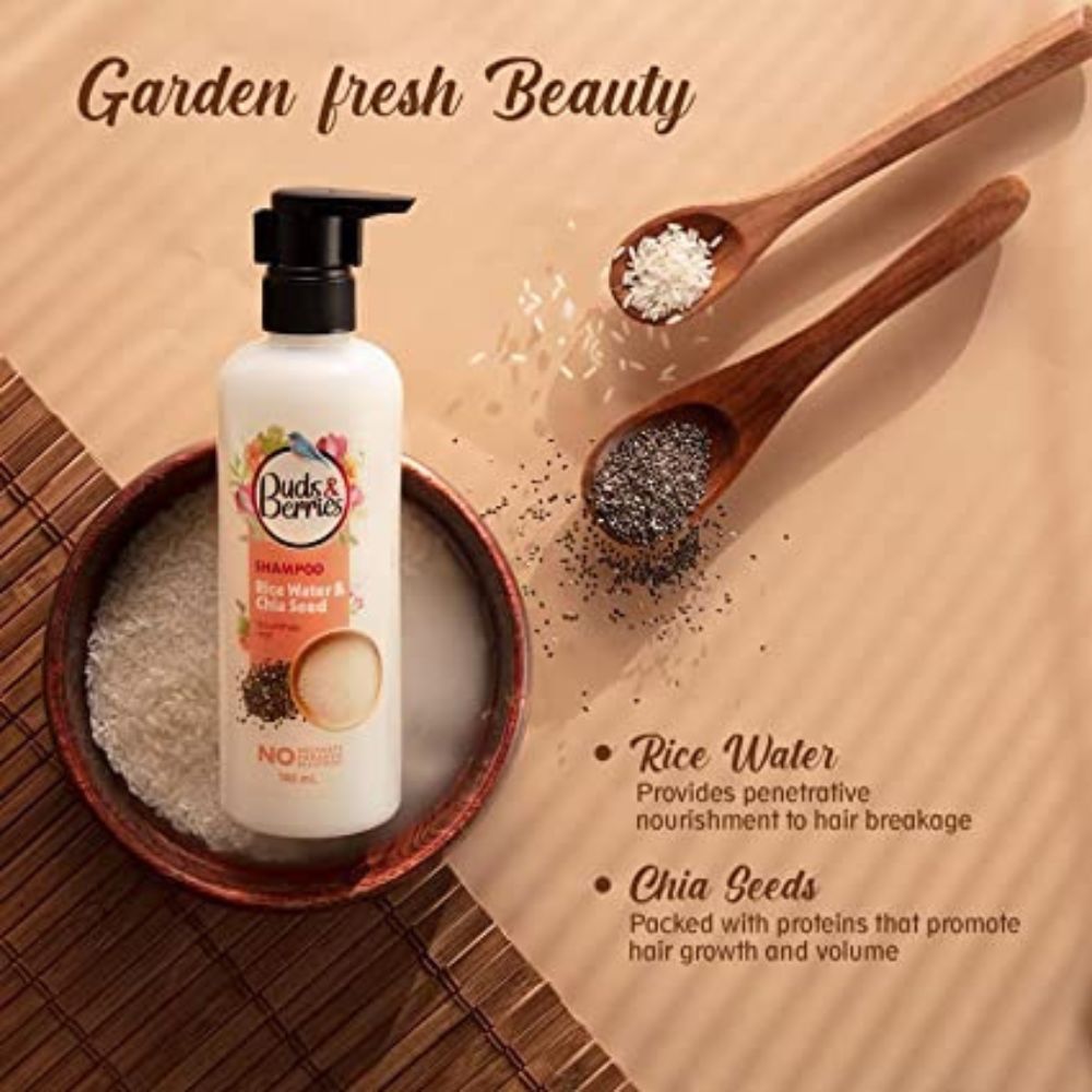 Buds & Berries Nourishment Shampoo with Rice Water and Chia Seeds  (300 ml)