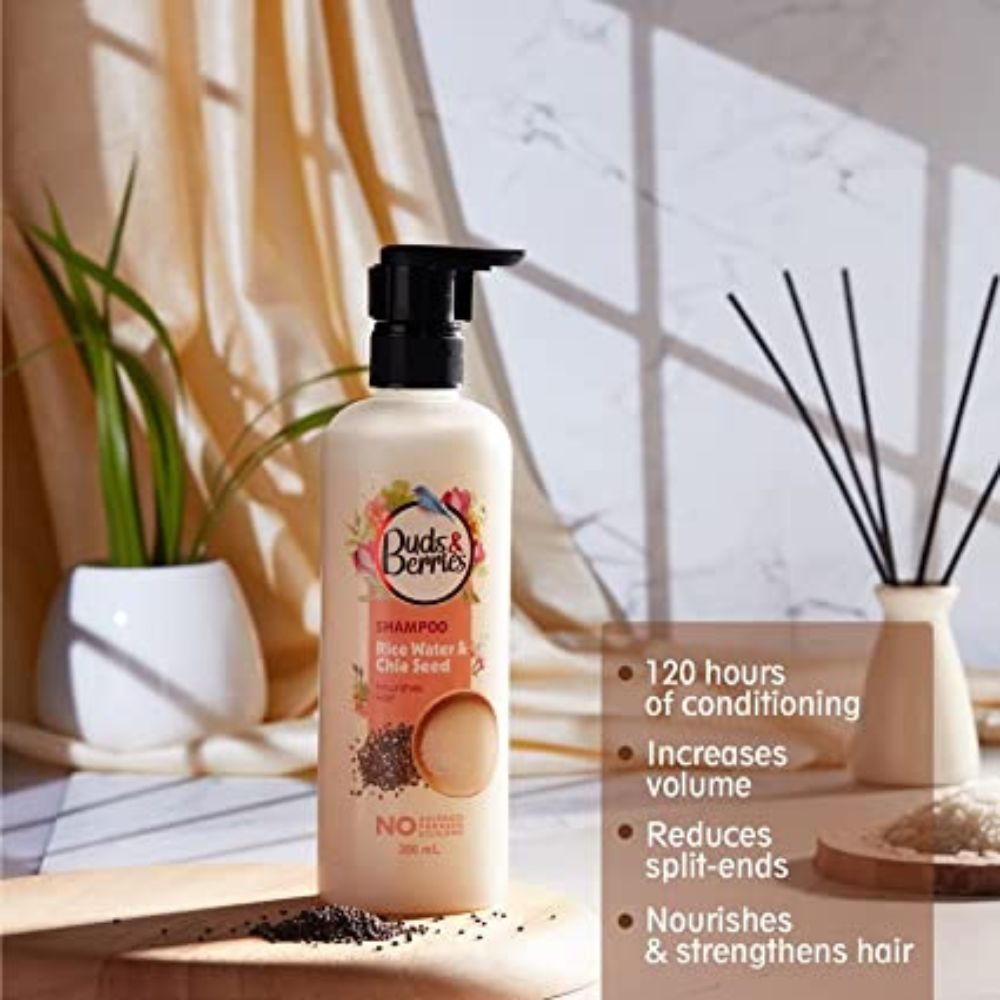 Buds & Berries Nourishment Shampoo with Rice Water and Chia Seeds  (300 ml)