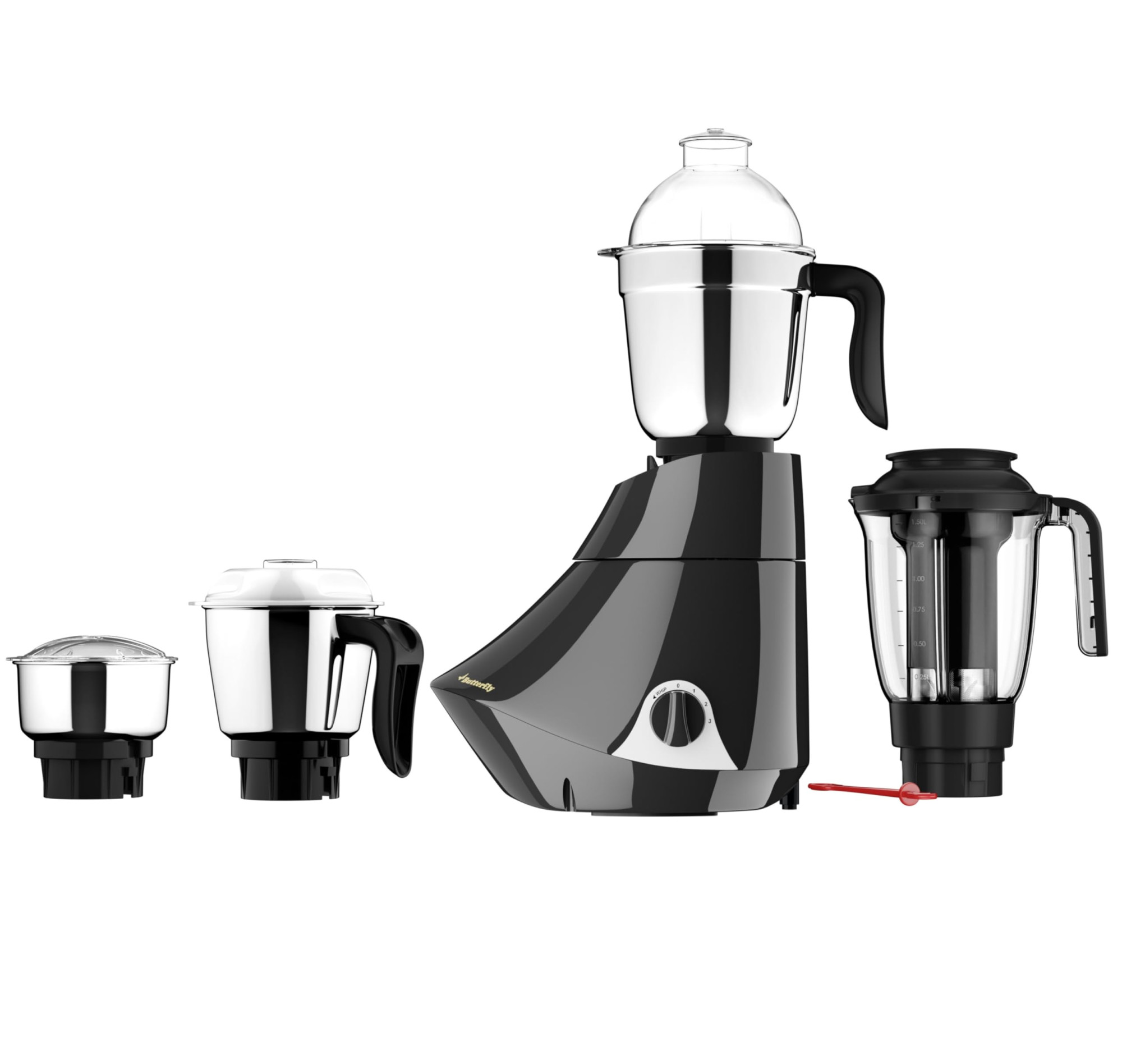 Butterfly Smart 750 Watts Mixer Grinder with 4 Jars  3 Stainless Steel Jars  1 Juicer  ABS Body  Heavy Duty Motor  2 Years Manufacturers Warranty  Grey