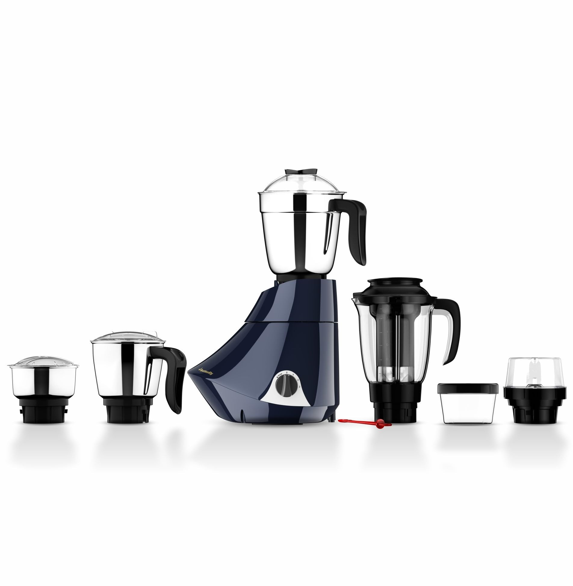 Butterfly Smart Plus 750W Mixer Grinder with 5 Jars Multipurpose Jars - 3 Stainless Steel1 PC Juicer Jar 1 Grind Store Jar Heavy Duty Motor 2 Years Manufacturer Warranty Ink Blue