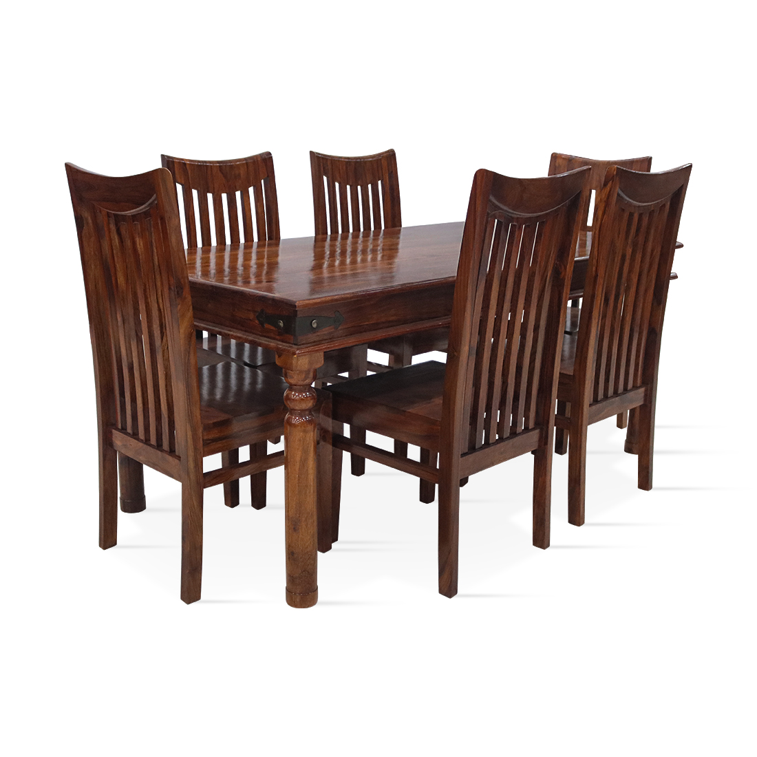 Aaram by Zebrs 6 Seater Dining Set-Natural Teak