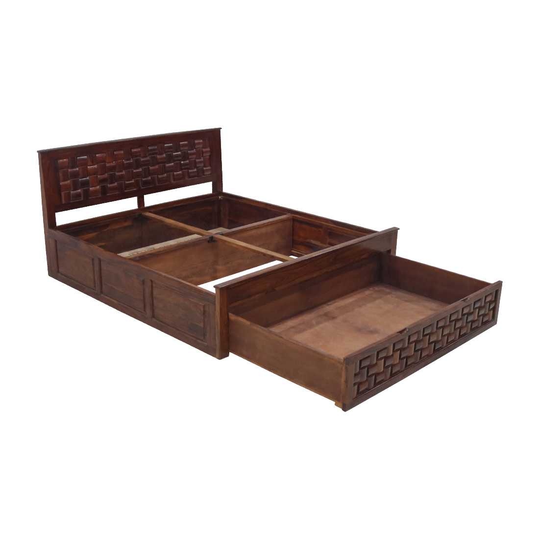 AARAM Wooden  Double Bed with Bottom Storage