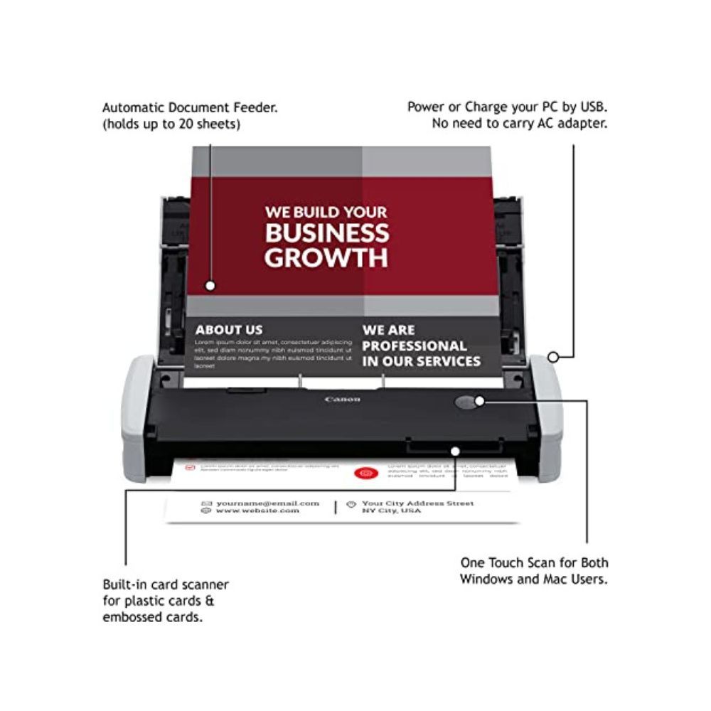 Canon imageFORMULA R10 Portable Document Scanner, 2-Sided Scanning with 20 Page Feeder