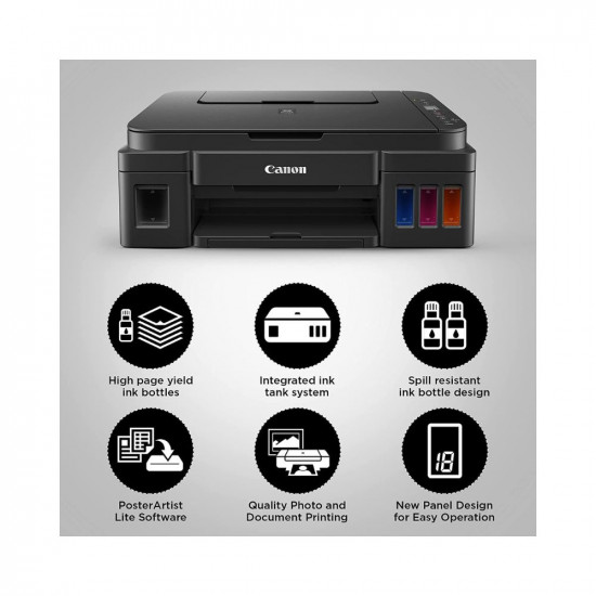 Canon PIXMA G2012 Printer Mono/Colour, Print, Scan,Copy, High Volume Printing, 3.04 LCD Screen, 2 Additional Black Ink Bottles