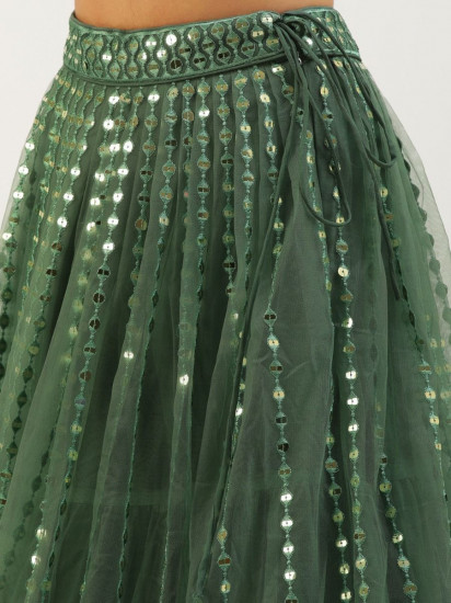 Captivating Green Sequins Soft Net Lehenga Choli
Semi Stitched