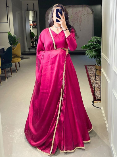 Charming Pink Silk Lace Border Festive Wear Lehenga choli
Semi Stitched