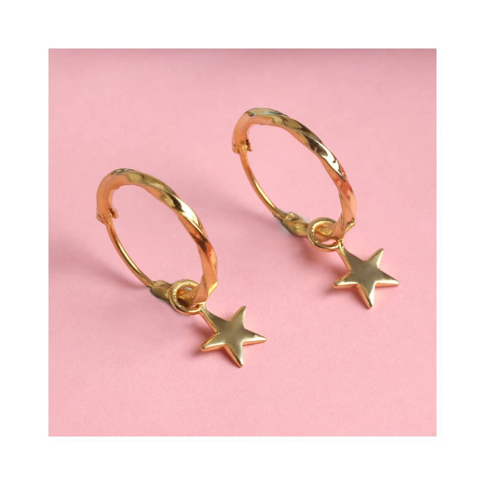 925 Sterling Silver Small Hoop Earring Studded With Pink Stone  VOYLLA