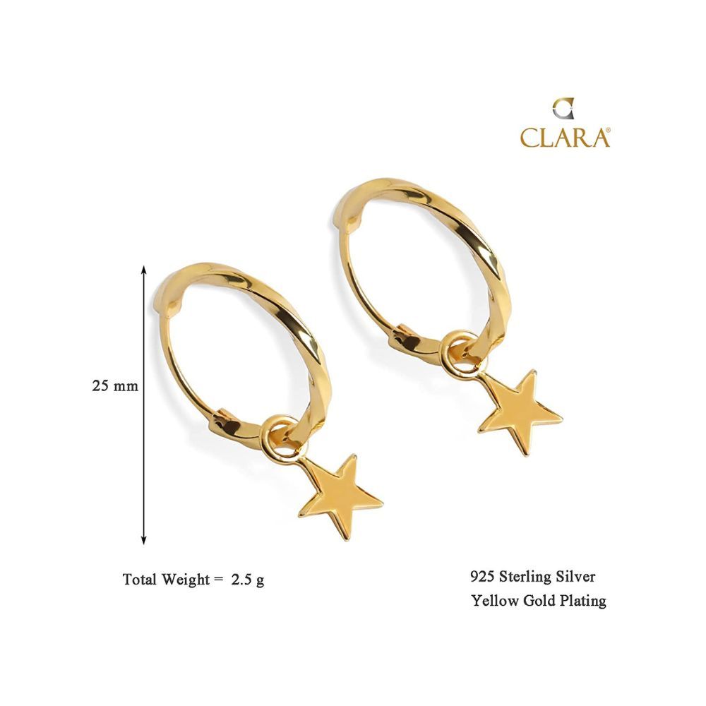 CLARA 925 Sterling Silver Hoop Earring | Rose or Yellow Gold Plated | Gift for Women & Girls