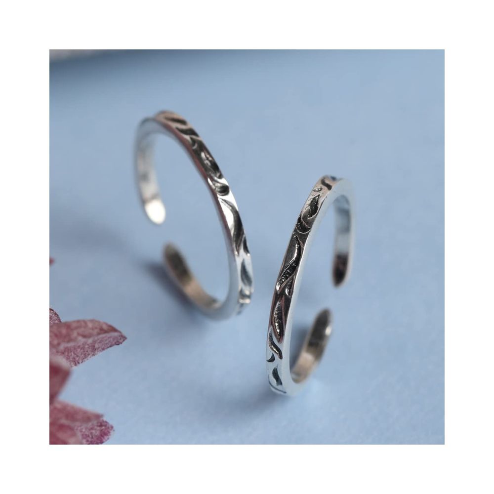 CLARA 925 Sterling Silver Mila Toe Rings Pair | Size Adjustable | Gift for Women and Girls