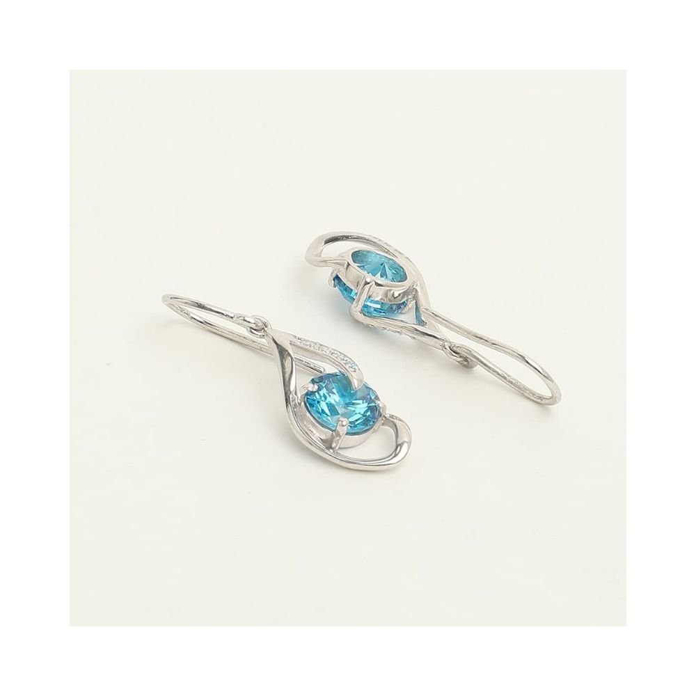 Clara 925 Sterling Silver Sky Blue Eye Pendant Earring Chain Jewellery Set