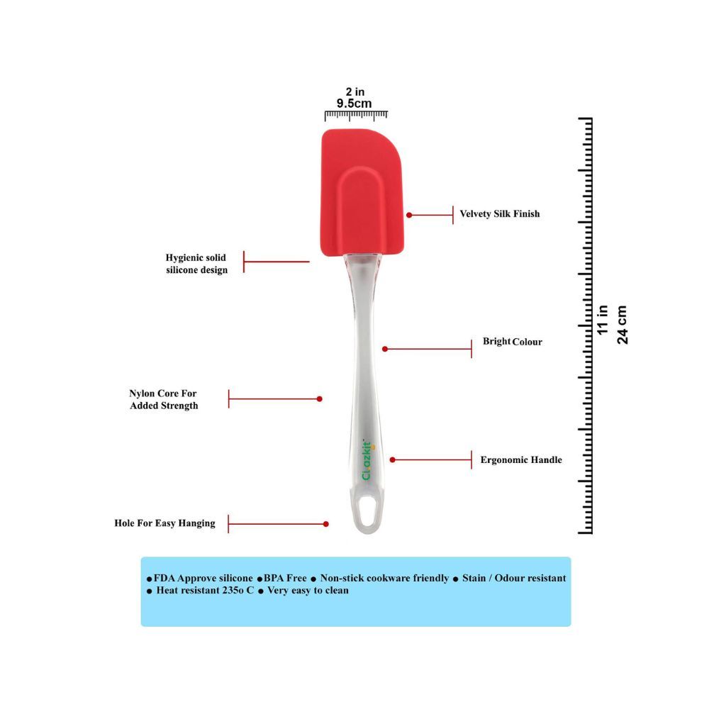 Clazkit - YH1109 Silicone Brush and Spatula Set, 2-Pieces, Red