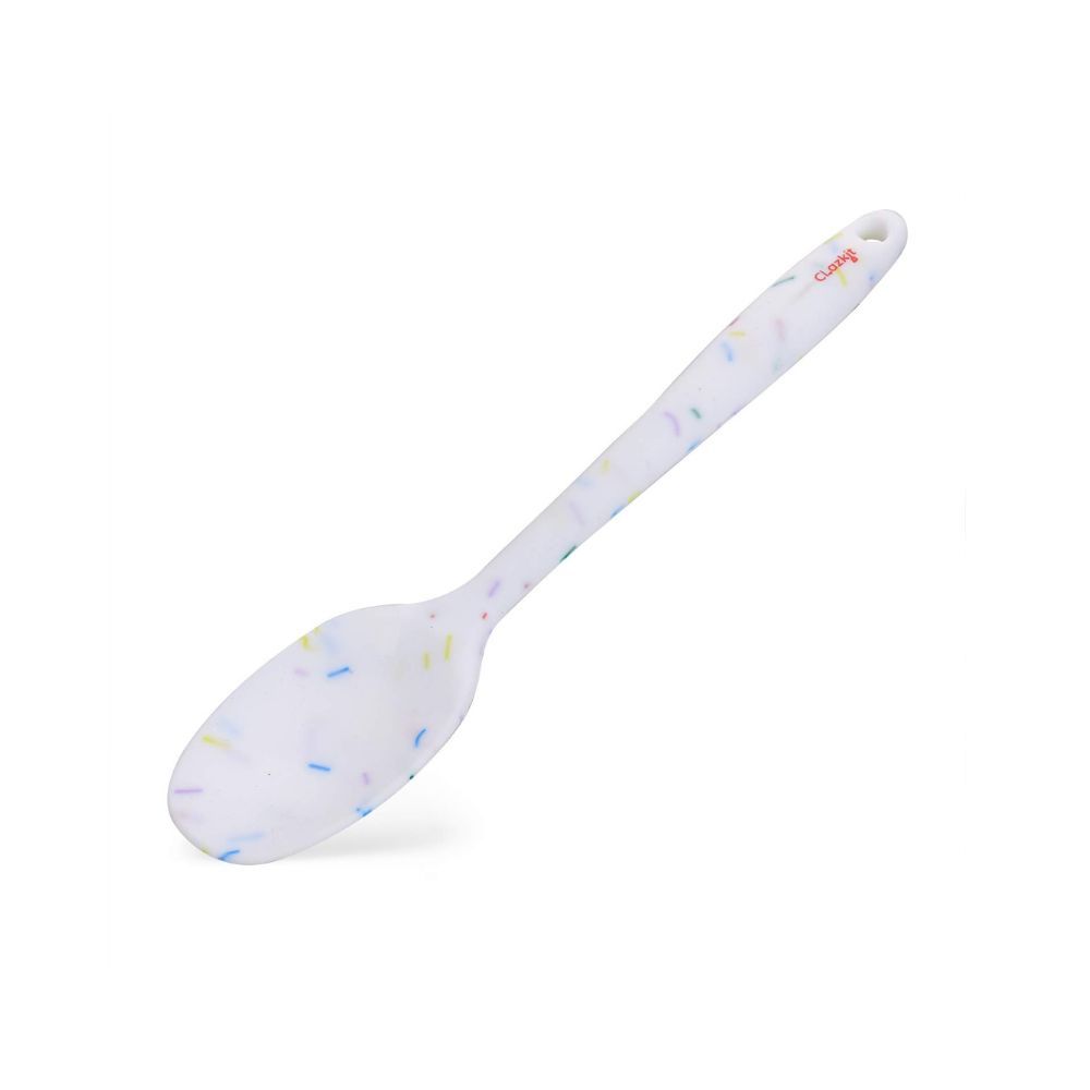 Clazkit YH-484W Large Silicone Iron Non-Sticky Spatula Reusable Kitchen Set for Cooking,White Color with Stripes