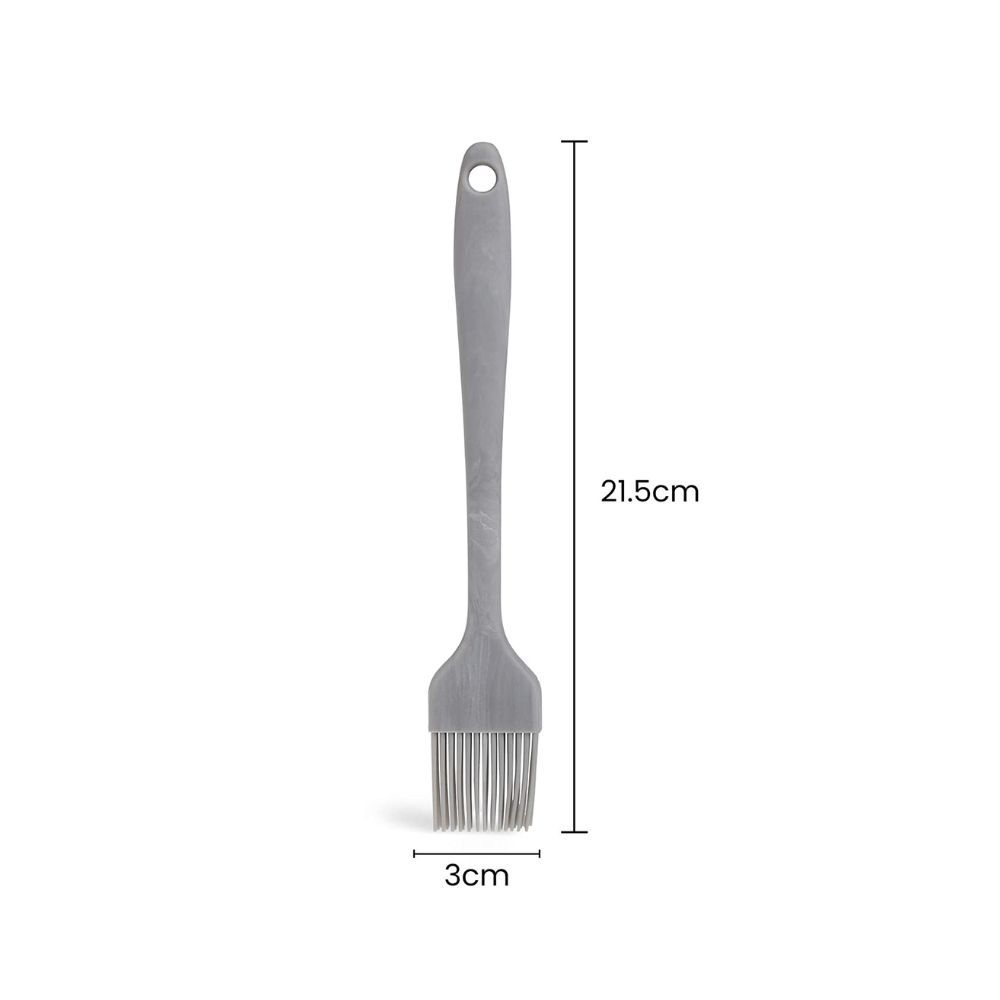 Clazkit YH635M Silicone Pastry Oil Basting Heat Resistant Non-Sticky Grilling for Baking Barbecue Brush Stainless Steel Handle Inside,21cm, Marble