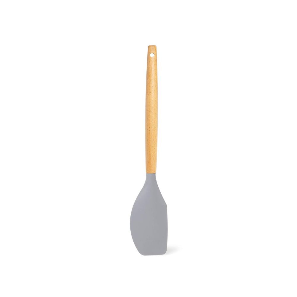 Clazkit YHW844 Silicone Serving Spatula with Heat Resistant Stay Cool Wooden Handle for Cooking, Baking, and Mixing (Grey)