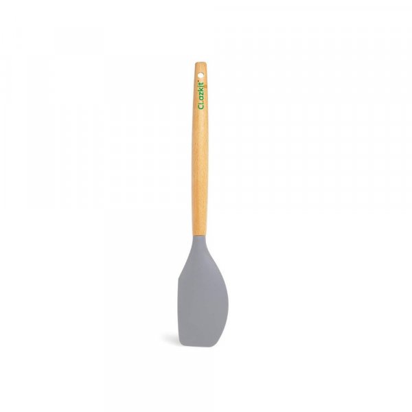 Clazkit YHW844 Silicone Serving Spatula with Heat Resistant Stay Cool Wooden Handle for Cooking, Baking, and Mixing (Grey)