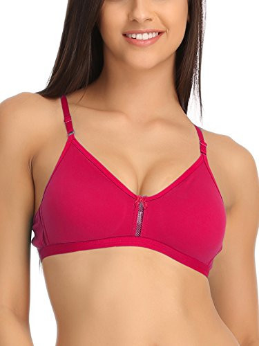 Clovia Women's Pink Cotton Non-Padded Non-Wired Bra with U Back