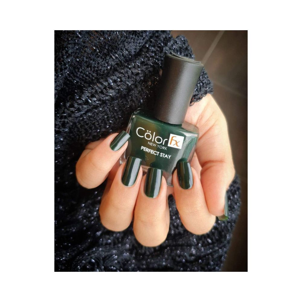 Color Fx Premium Non-Toxic Nail Polish with Glossy Finish in Bottle Green