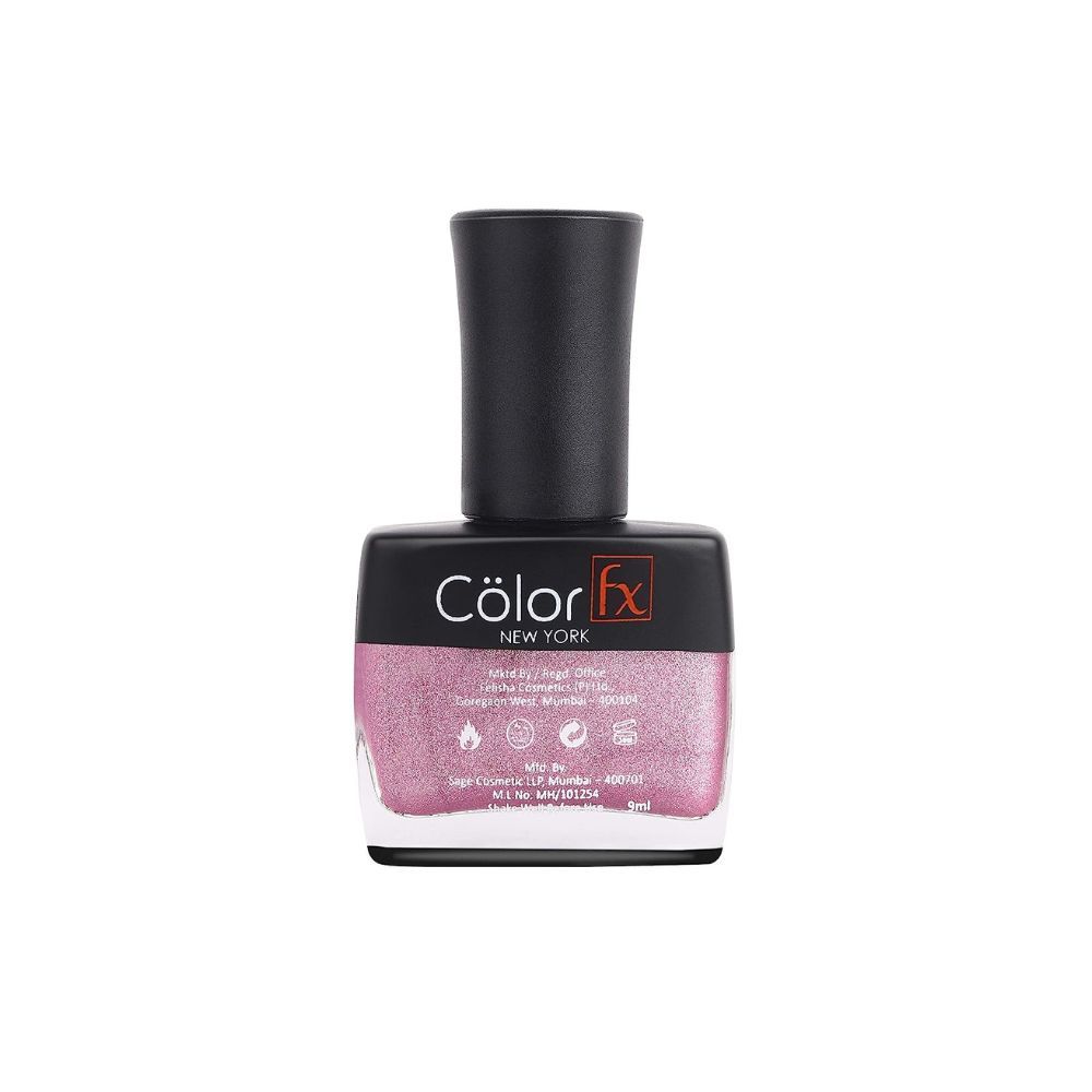 Color Fx Premium Non-Toxic Nail Polish with Matt Glitter Finish in Magenta Pink, 116