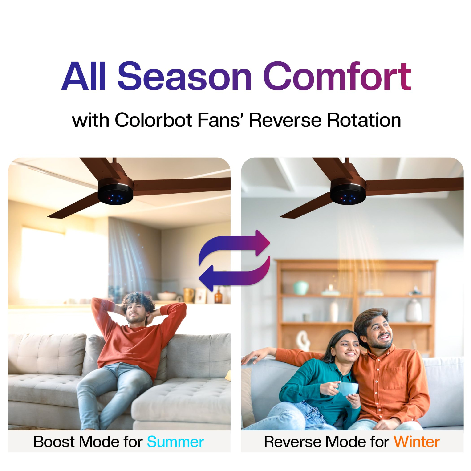 Colorbot Stella BLDC Ceiling Fans 1200mm BEE 5 Star Rated Power Saver AeroQuiet Technology 370 RPM Remote Control Boost Timer LED Reverse Mode 4 Years Warranty Cocoa Brown