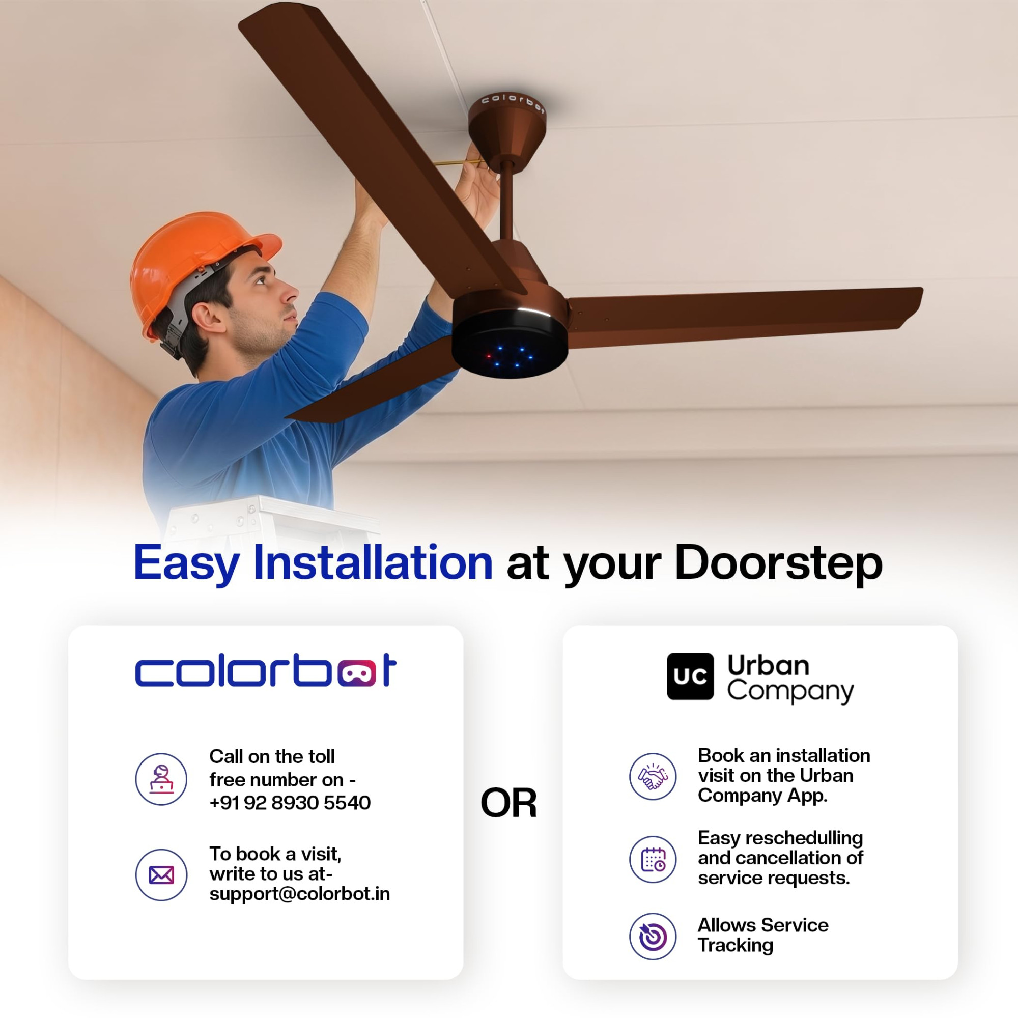 Colorbot Stella BLDC Ceiling Fans 1200mm BEE 5 Star Rated Power Saver AeroQuiet Technology 370 RPM Remote Control Boost Timer LED Reverse Mode 4 Years Warranty Cocoa Brown