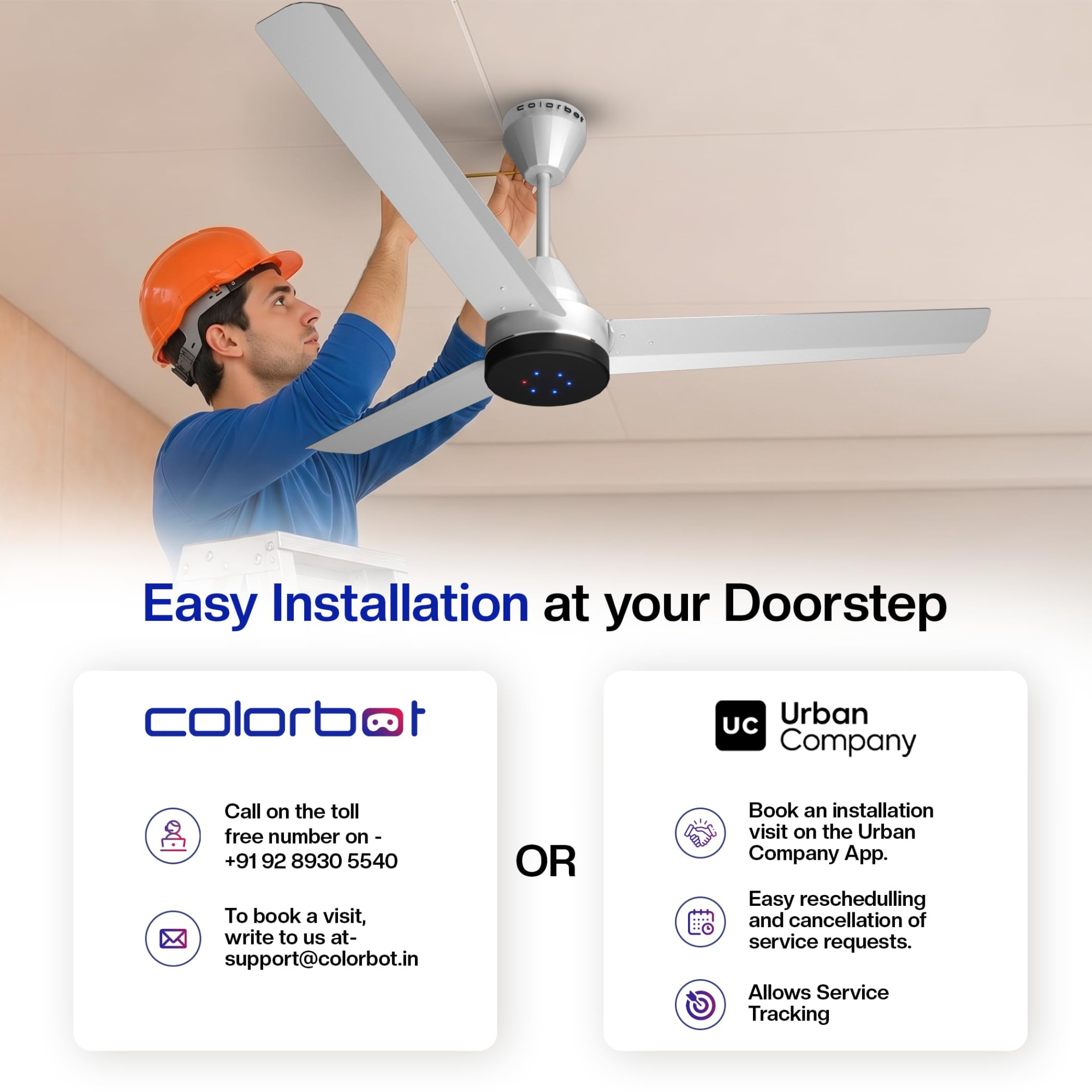 Colorbot Stella BLDC Ceiling Fans 1200mm BEE 5 Star Rated Power Saver AeroQuiet Technology 370 RPM Remote Control Boost Timer LED Reverse Mode 4 Years Warranty Arctic White