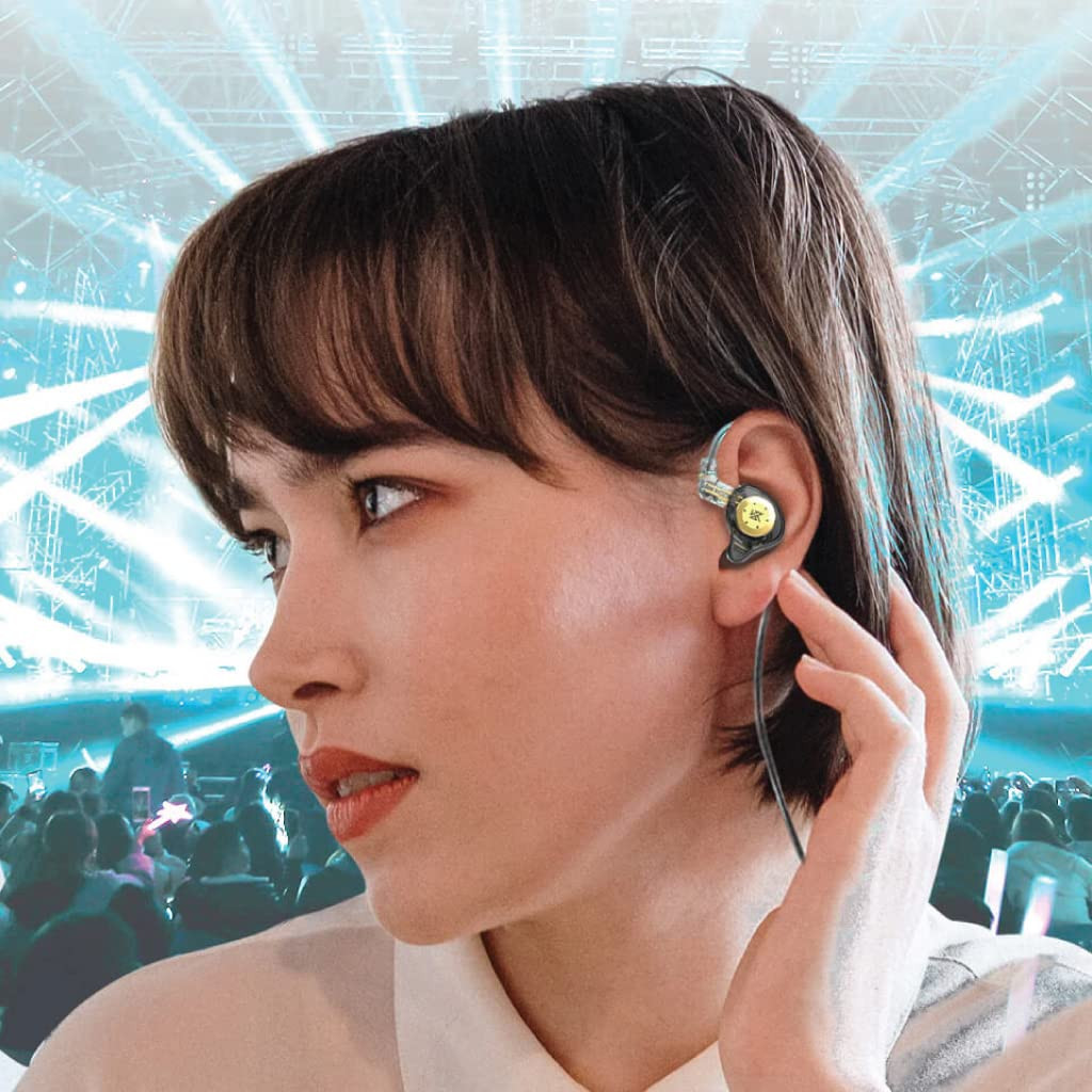 Concept Kart KZ EDX Pro IEM Earphone HiFi Stereo Special Dual Magnetic Circuit Dynamic Driver Resin Inlay Metal Process in-Ear Monitors Earbuds with 5N OFC 2Pin Detachable Cable Cyan with Mic