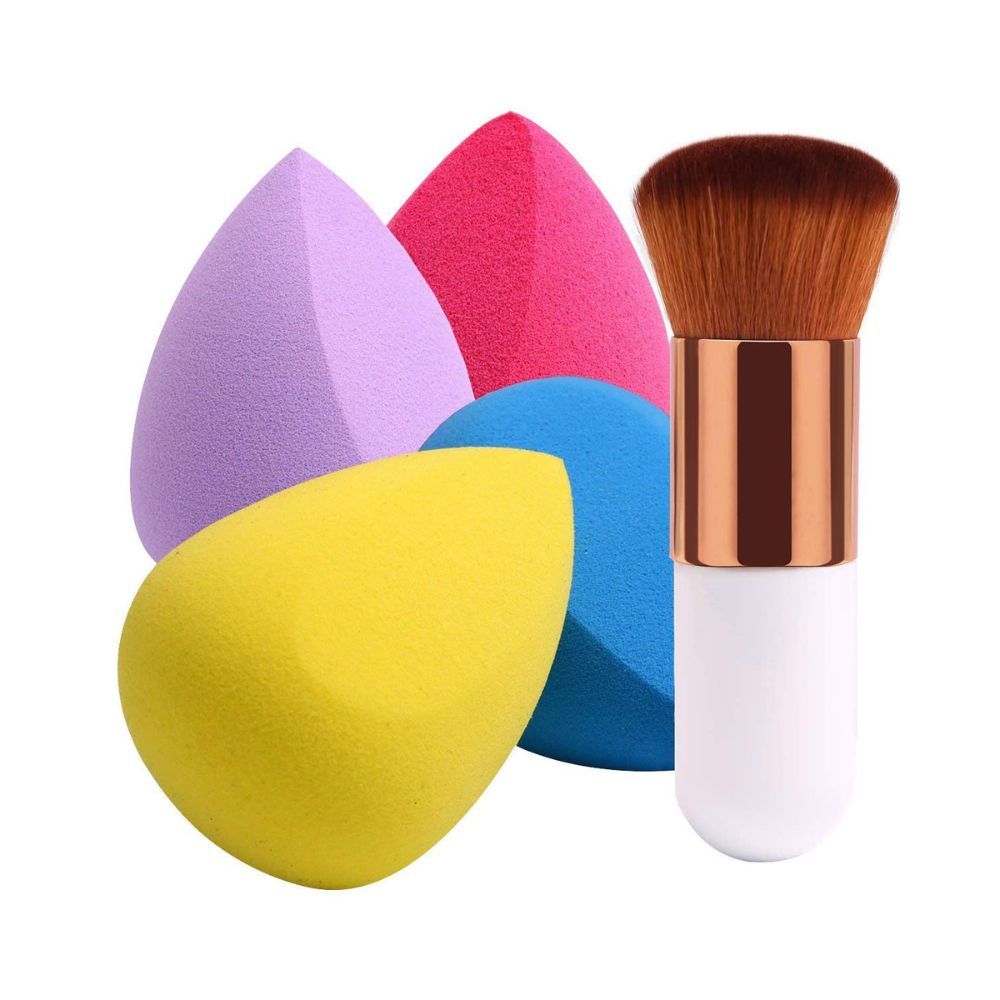 Cosluxe 4+1Pcs Makeup Beauty Blender Sponges with Powder Brush
