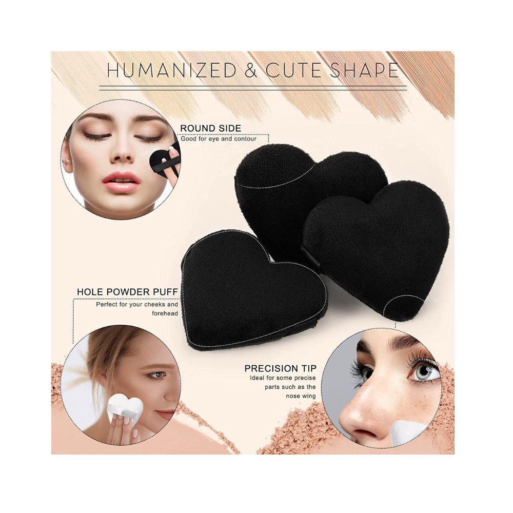 COSLUXE Makeup Blendiful Puffs,Large Face Powder Puffs Cotton Velour Tear Drop Shape and Love Shape Puff