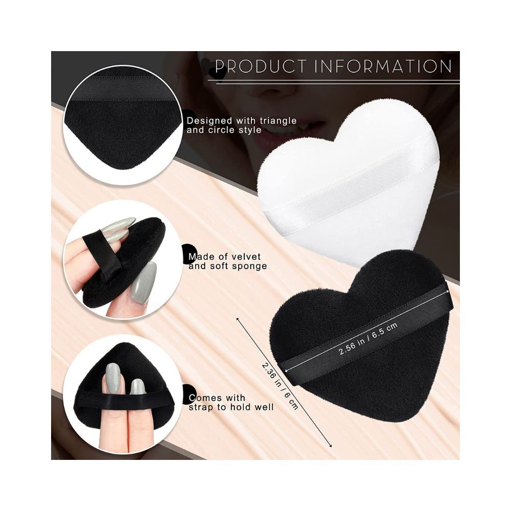 COSLUXE Makeup Blendiful Puffs,Large Face Powder Puffs Cotton Velour Tear Drop Shape and Love Shape Puff