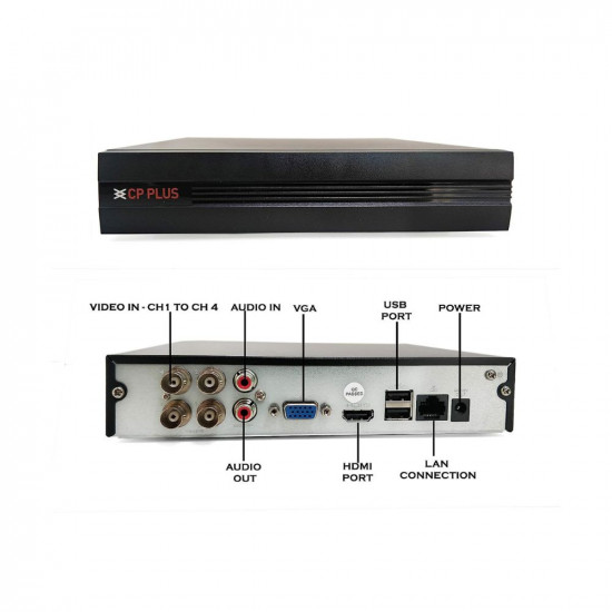 CP PLUS 4 Channal HD DVR 1080p 1Pcs,Outdoor Wired Camera 2.4 MP 2Pcs