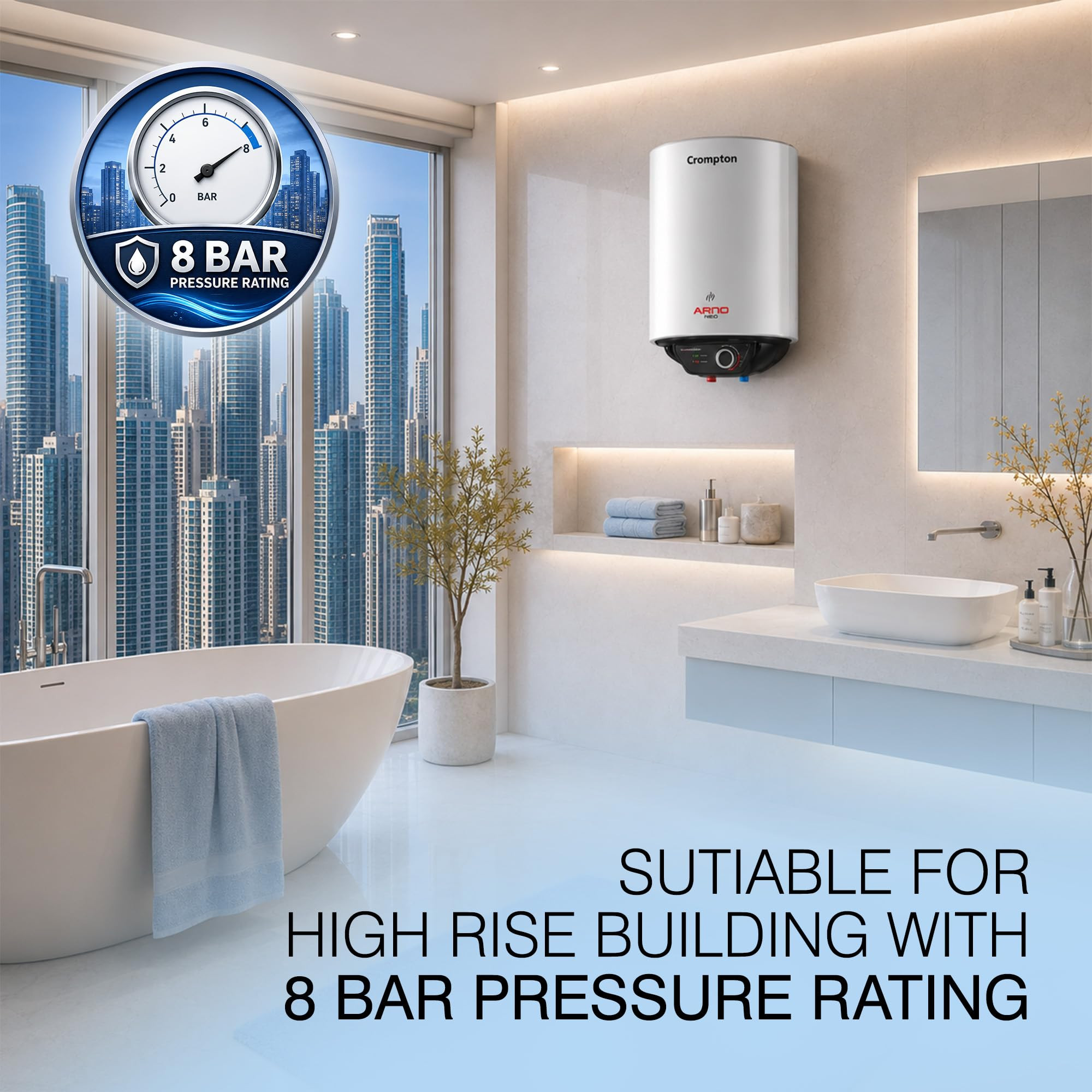Crompton Arno Neo 10-L 5 Star Rated Storage Water Heater with Advanced 3 Level Safety National Energy Conservation Award Winner 2023