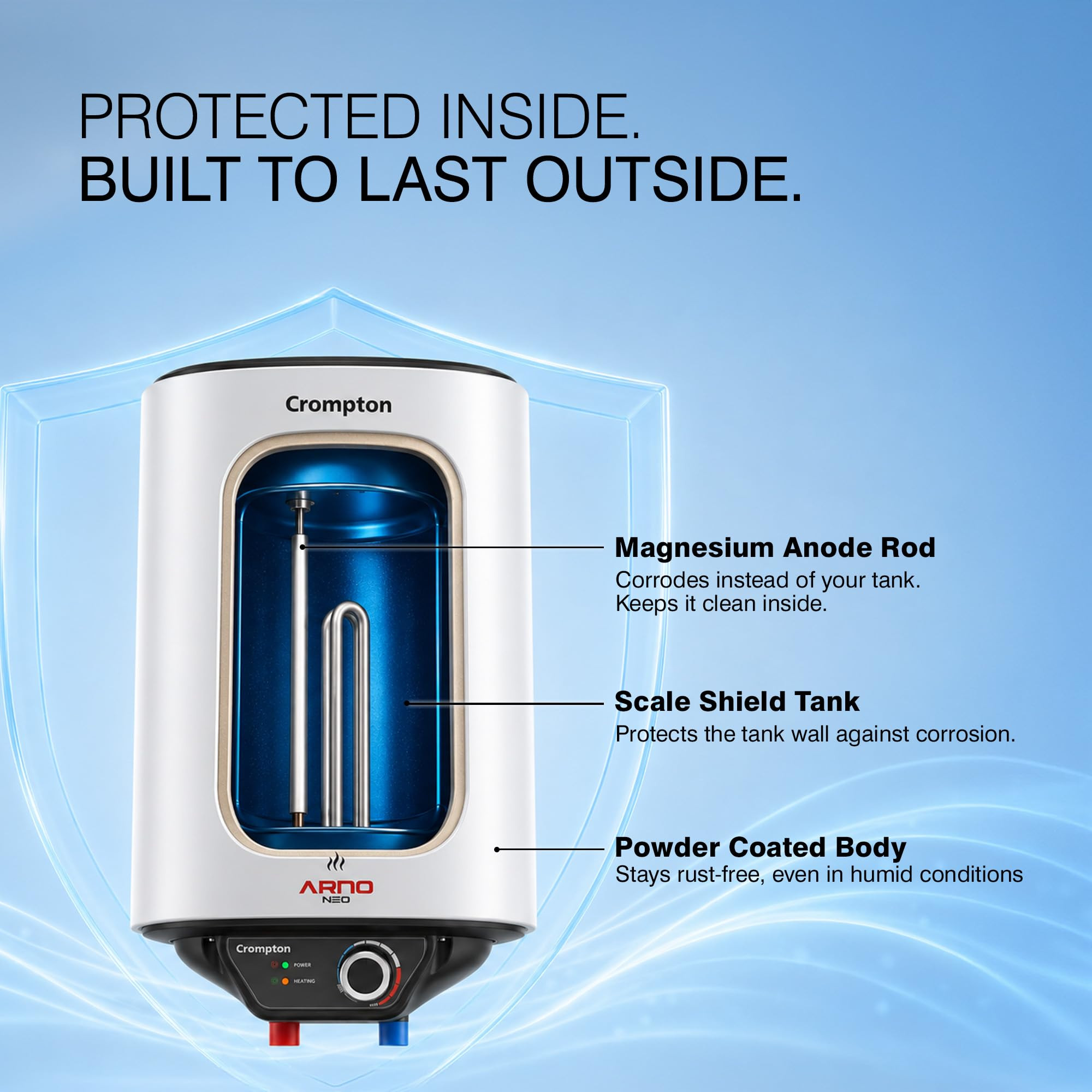 Crompton Arno Neo 15-L 5 Star Rated Storage Water Heater Geyser with Advanced 3 Level Safety National Energy Conservation Award Winner 2023
